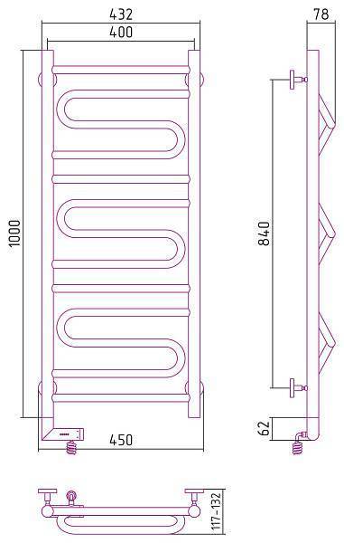 Полотенцесушитель электрический Сунержа Элегия 2.0 400x1000 мм левый матовое золото 032-5218-1040