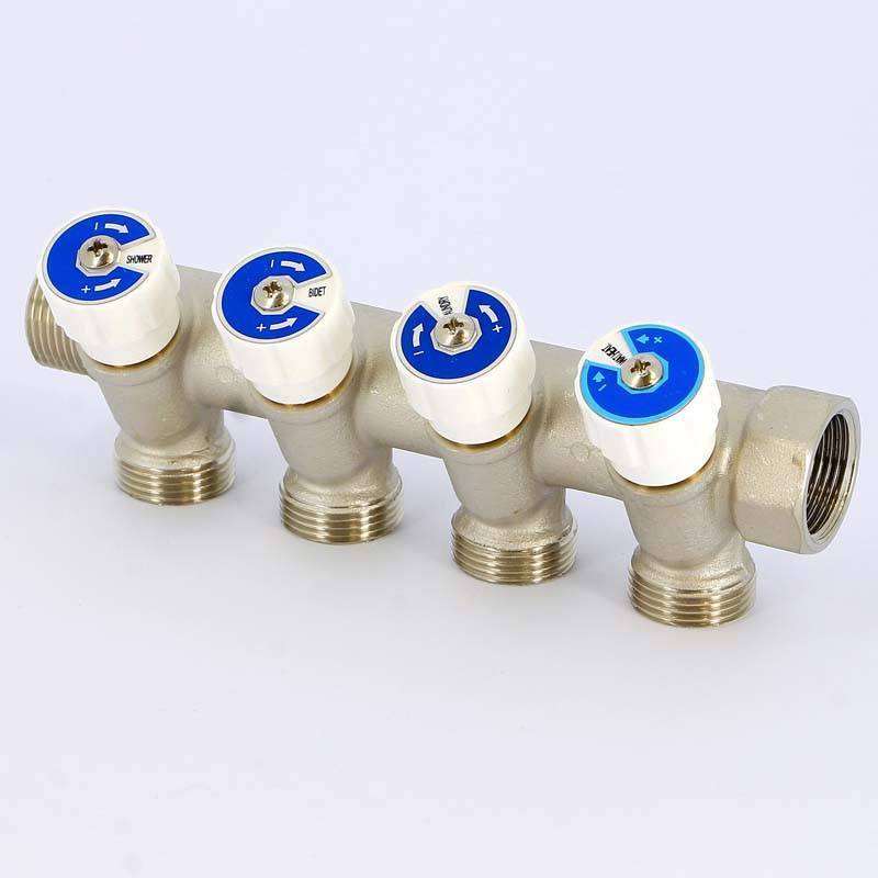 Коллектор с вентилями Uni-Fitt 3/4 4 выхода 3/4 EK 40 мм 402N3340