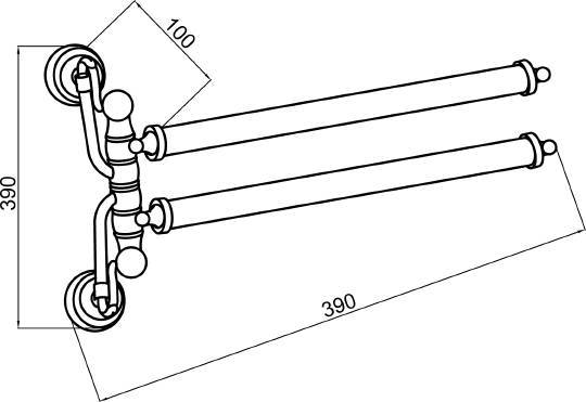 Полотенцедержатель двойной подвесной Boheme Medici 39х10х39 см бронза 10616