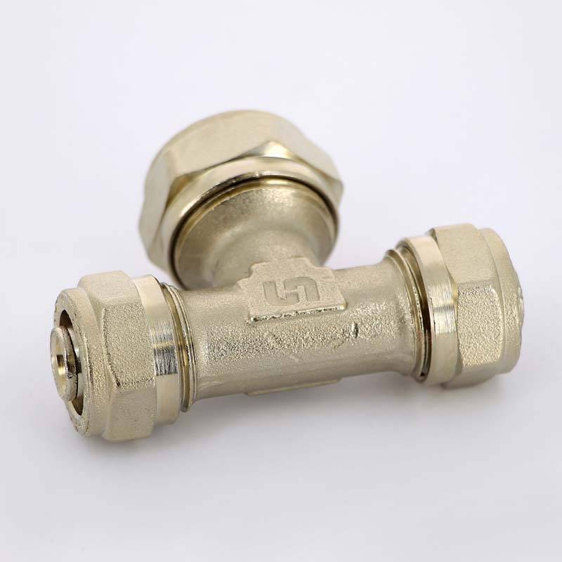 Тройник обжимной никелированный Uni-Fitt 16х20х16 мм 666N6760