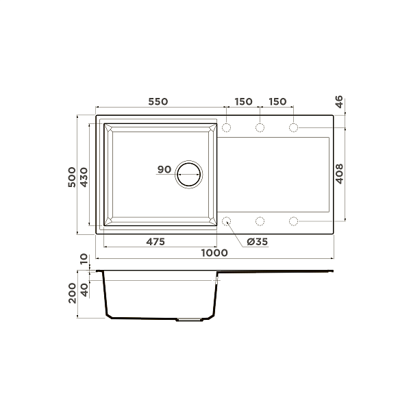 Кухонная мойка OMOIKIRI Sakaime 100-EV Tetogranit 100x50 см эверест 4993890