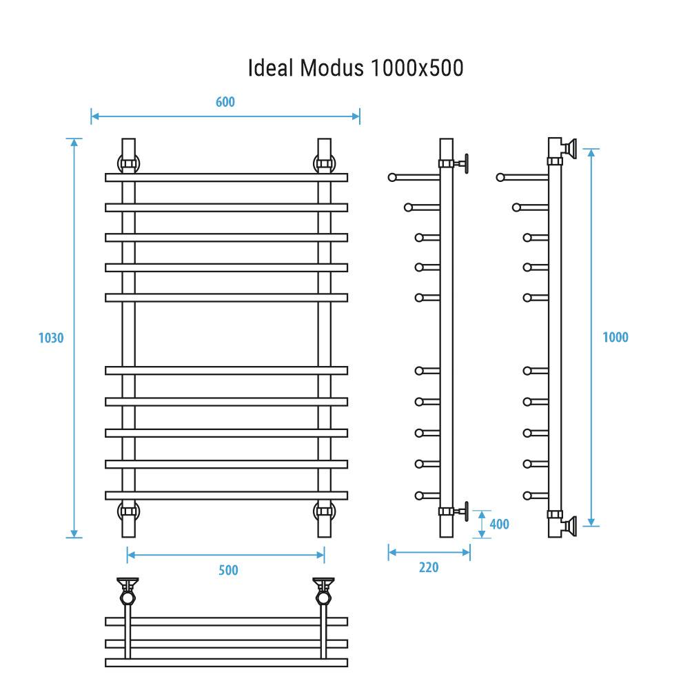 Полотенцесушитель водяной Energy Ideal Modus 1000x500 мм EWTRIDEAM1005000000