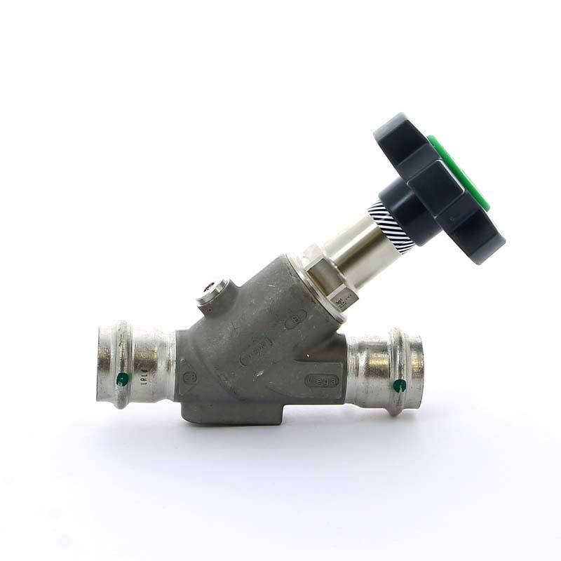 Вентиль наклонный Viega Easytop Sanpress Inox с дренажом 28 мм пресс 468422