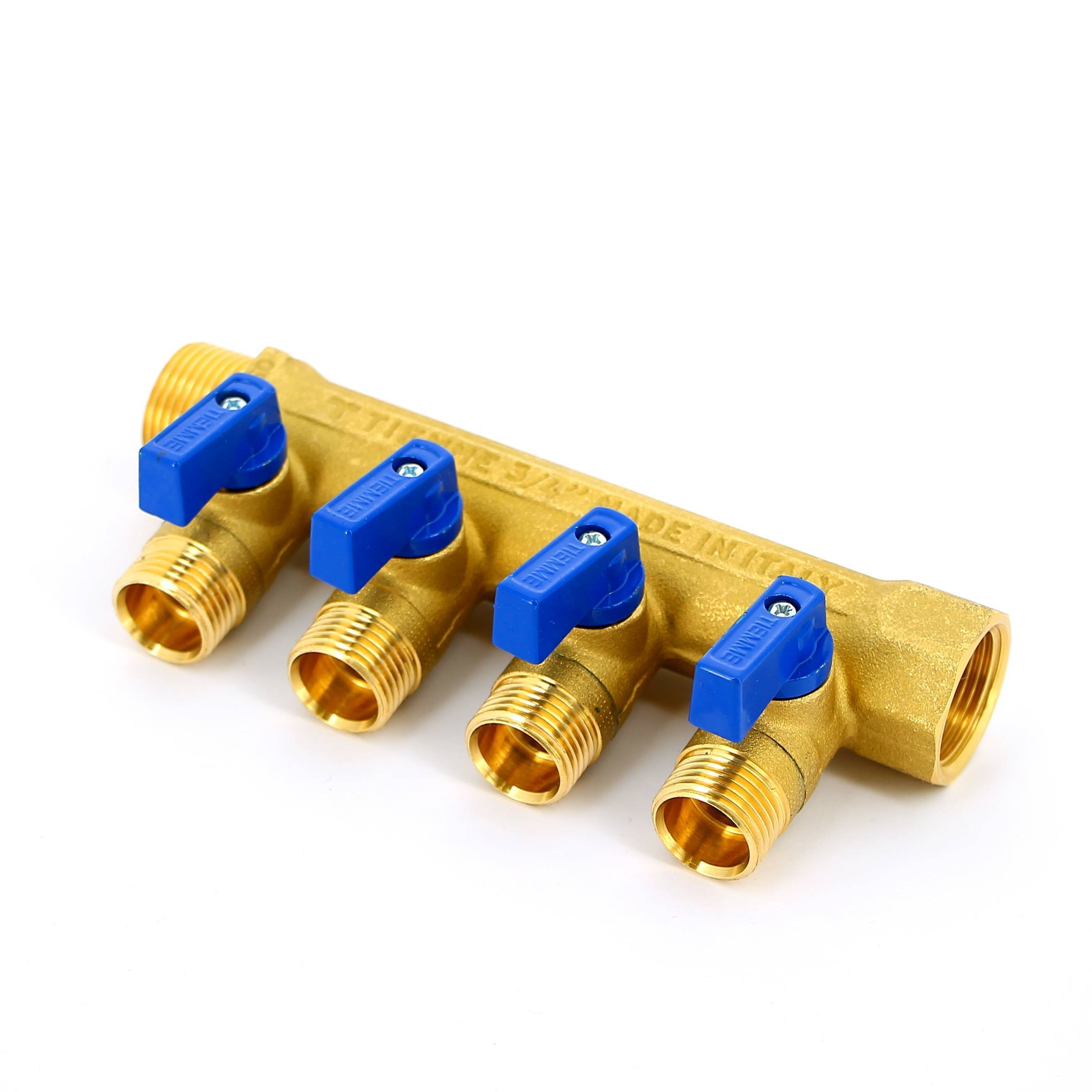 Коллектор с шаровыми кранами Tiemme 3/4х1/2 4 выхода 36 мм 1820016