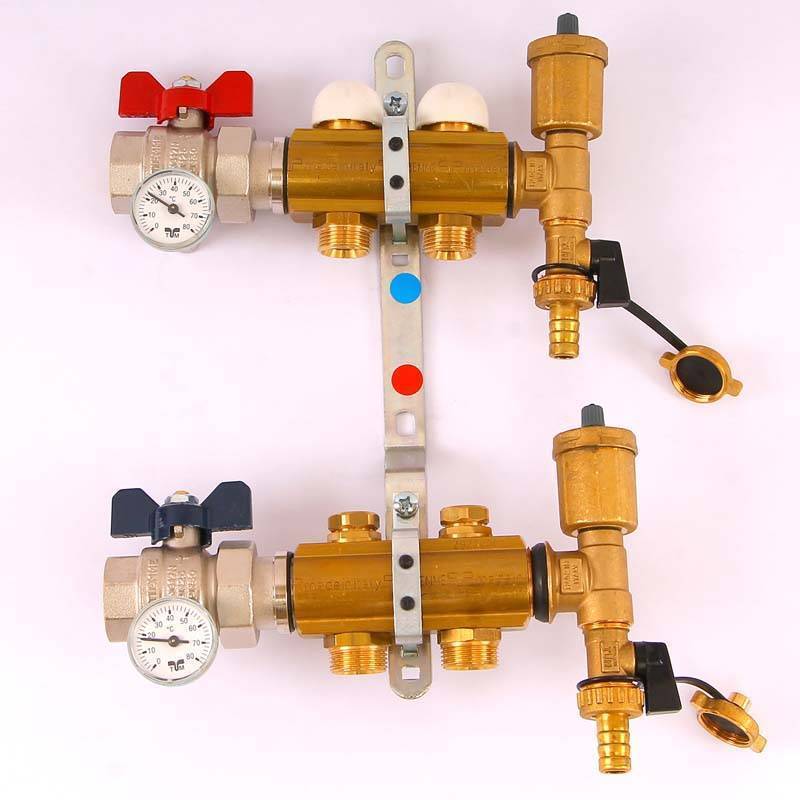 Коллекторная группа с термостатическими вентилями и расходомерами Tiemme 1x3/4 EK 2 выхода 3870027