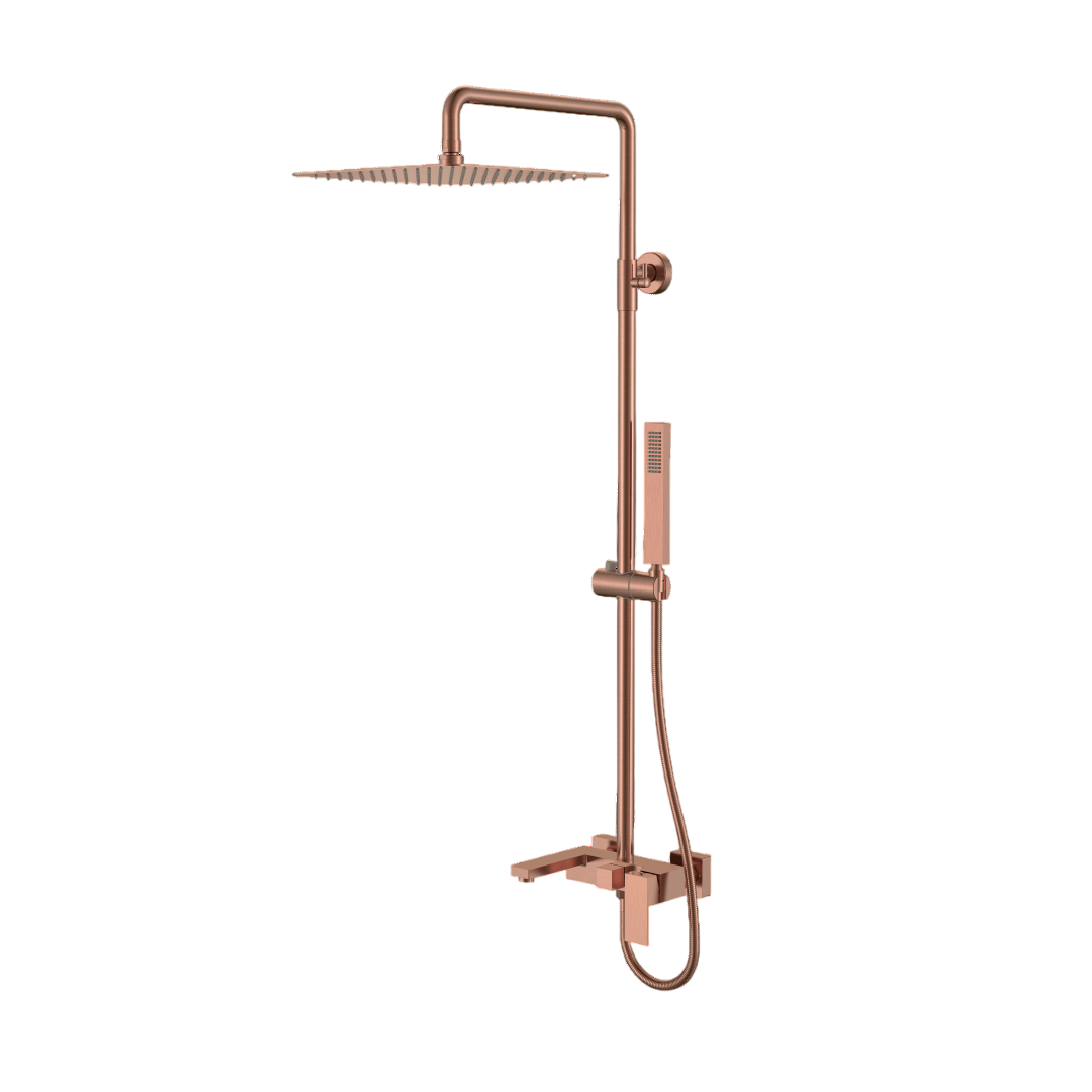 Душевая стойка Boheme Qubic со смесителем и верхним душем 30 см copper brushed 478-CB