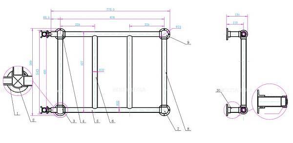 Полотенцесушитель водяной Boheme Palazzo 50x77 см золото 712