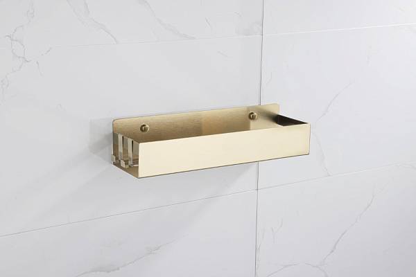 Полка подвесная Boheme Q с 2 крючками 35x8x10 см золото матовое 10965-MG