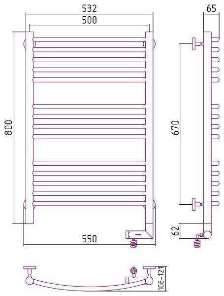 Полотенцесушитель электрический Сунержа Богема 2.0 500x800 мм правый матовый черный 31-5203-8050