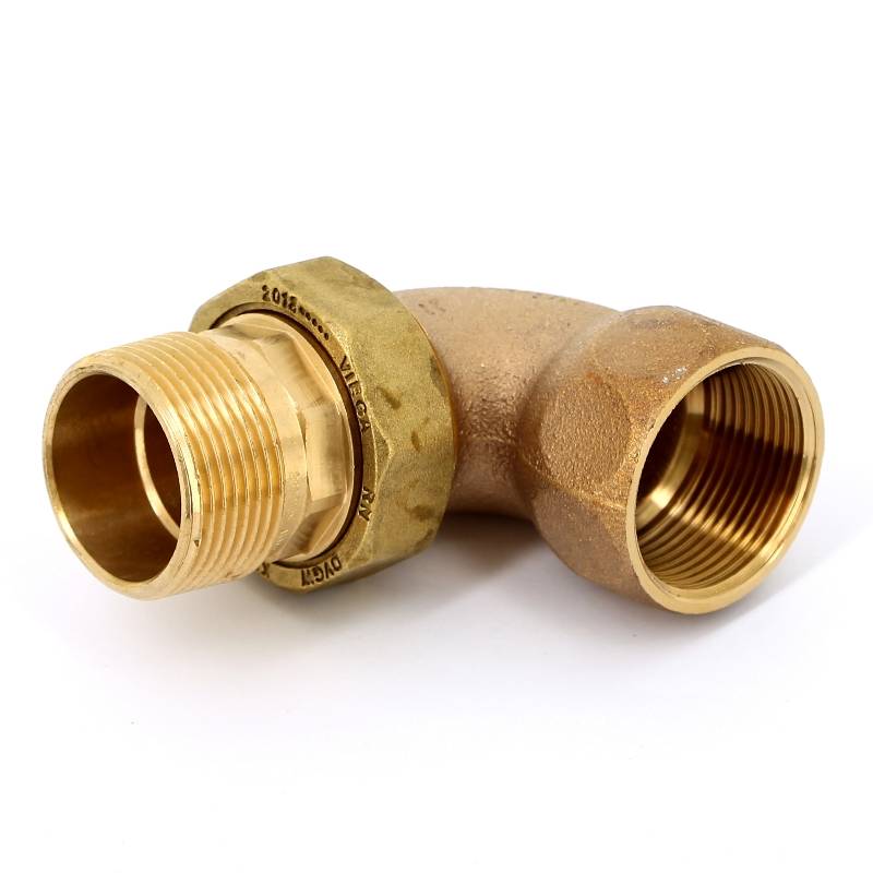 Разъемное соединение Viega 1 1/4 НВ угловое бронза с плоской прокладкой 348694