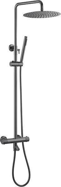 Душевая стойка Boheme Uno с термостатом и верхним душем GunMetal Shine 468-T-SGM