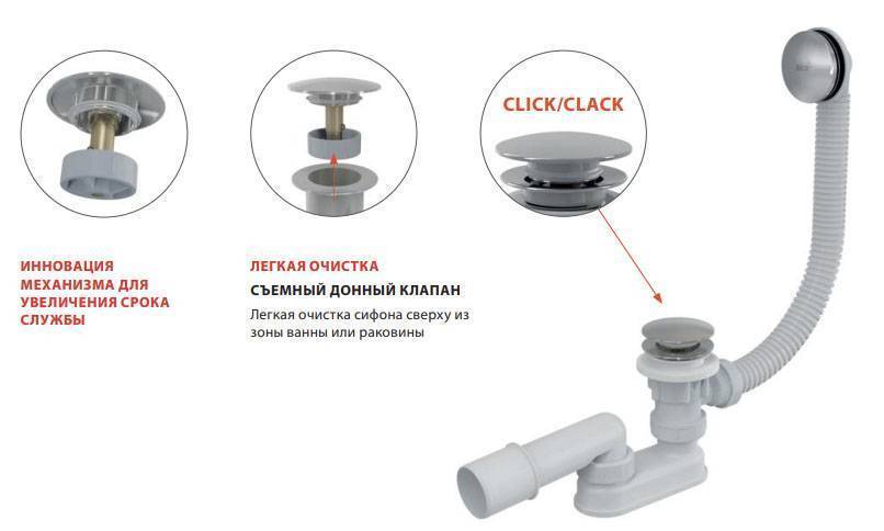 Клапан донный для умывальника Alcaplast Click/Clack 5/4 цельнометаллический A392C
