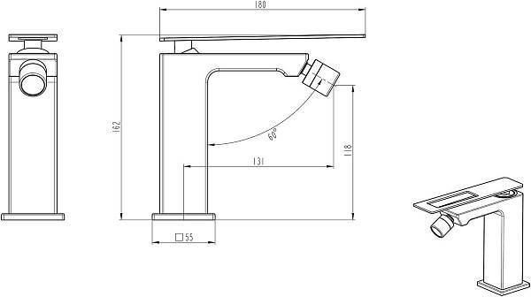 Смеситель для биде Boheme Q золото 146-GG2