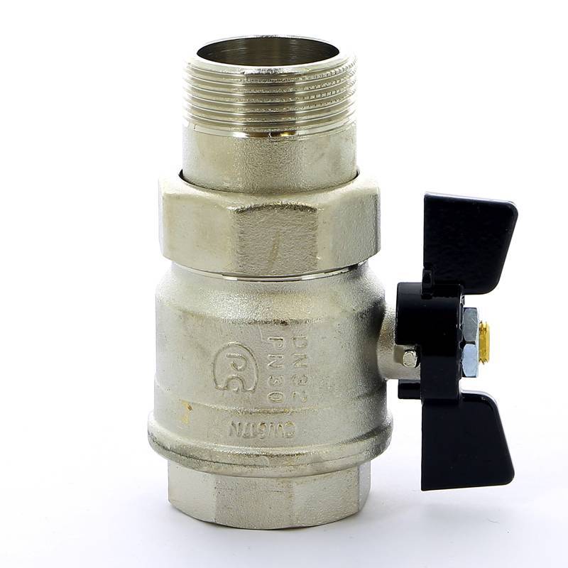 Кран шаровой Bugatti New Jersey 1 1/4 НР-ВР с американкой бабочка 09220007