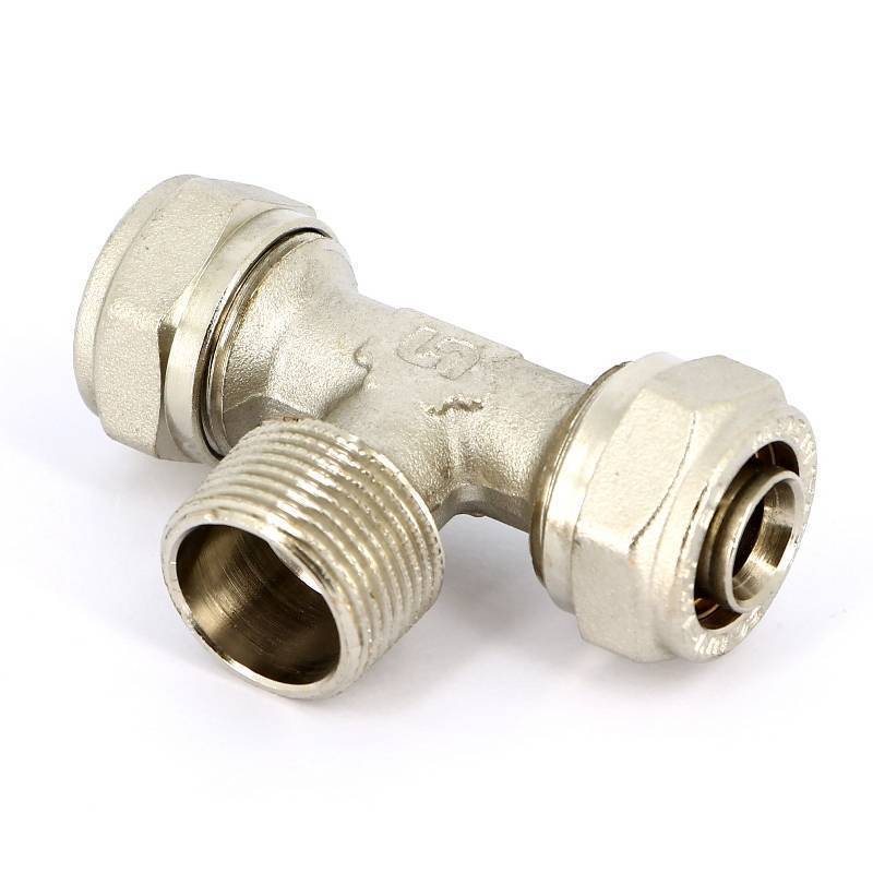 Тройник обжимной Uni-Fitt никелированный 20x3/4x20 наружная резьба 668N7370