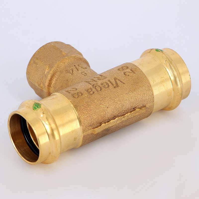 Тройник пресс-В Viega Sanpress 28х3/4х28 бронза 313968