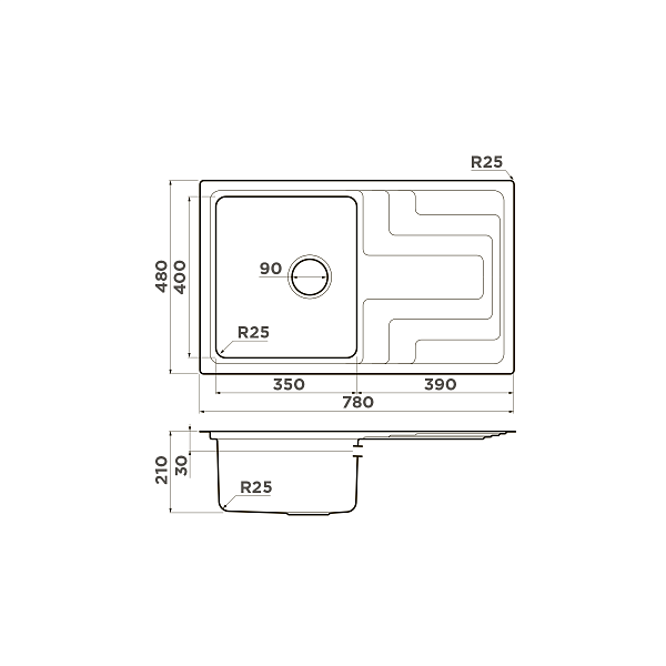 Кухонная мойка Omoikiri Mizu 78-IN нержавеющая сталь 78x48 см оборачиваемая 4973730
