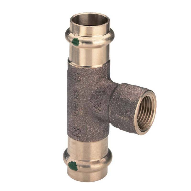 Тройник пресс-В Viega Profipress 22х1/2х22 бронза 352721