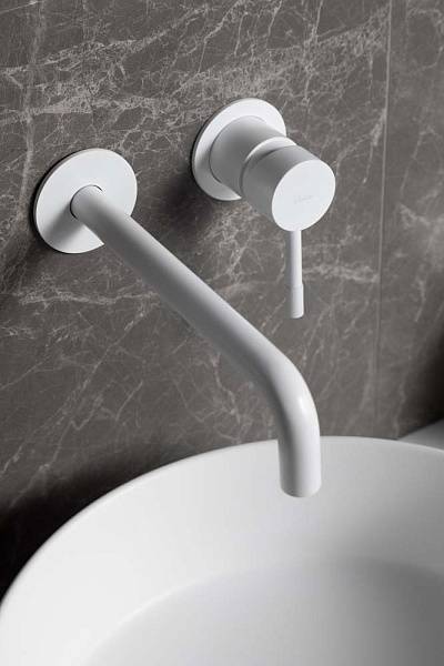 Смеситель для раковины встраиваемый Boheme Uno белый матовый 465-MW