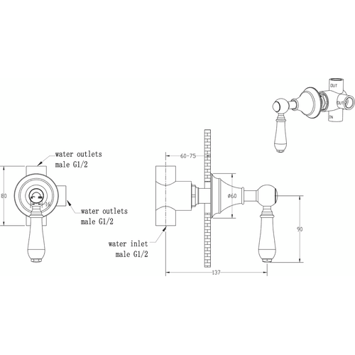 Дайвертер Boheme Medici встраиваемый бронза 622