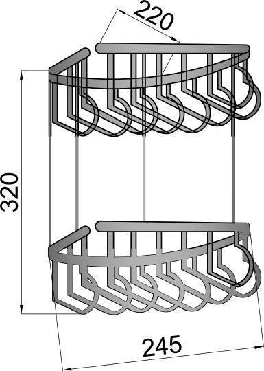 Полка угловая 2-ярусная Boheme Brillante 24.5х22х32 см хром 10453