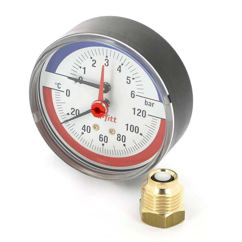 Термоманометр аксиальный Uni-Fitt 80 мм 4 бар 1/2 310P1442