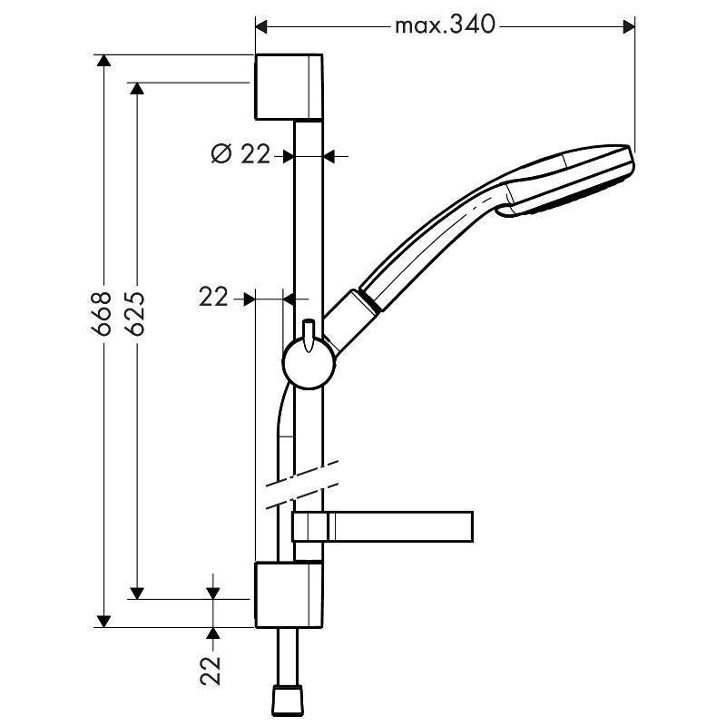 Душевой гарнитур Hansgrohe Croma 100 Multi со штангой 65 см и мыльницей хром 27775000