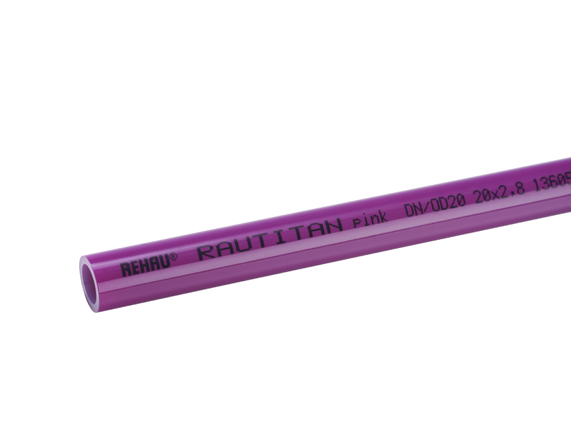 Труба для отопления REHAU RAUTITAN pink+ 20х2.8 мм отрезок 6 м 11360521006