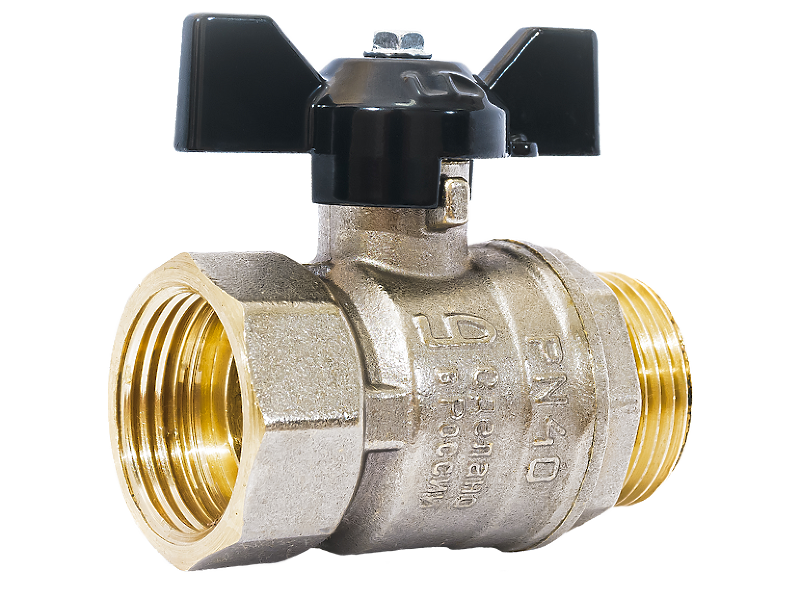 Кран шаровой латунный LD Pride 47.32.B-Н.Б Ду 32 Ру 25 вн-нр бабочка 47.32.B-Н.Б