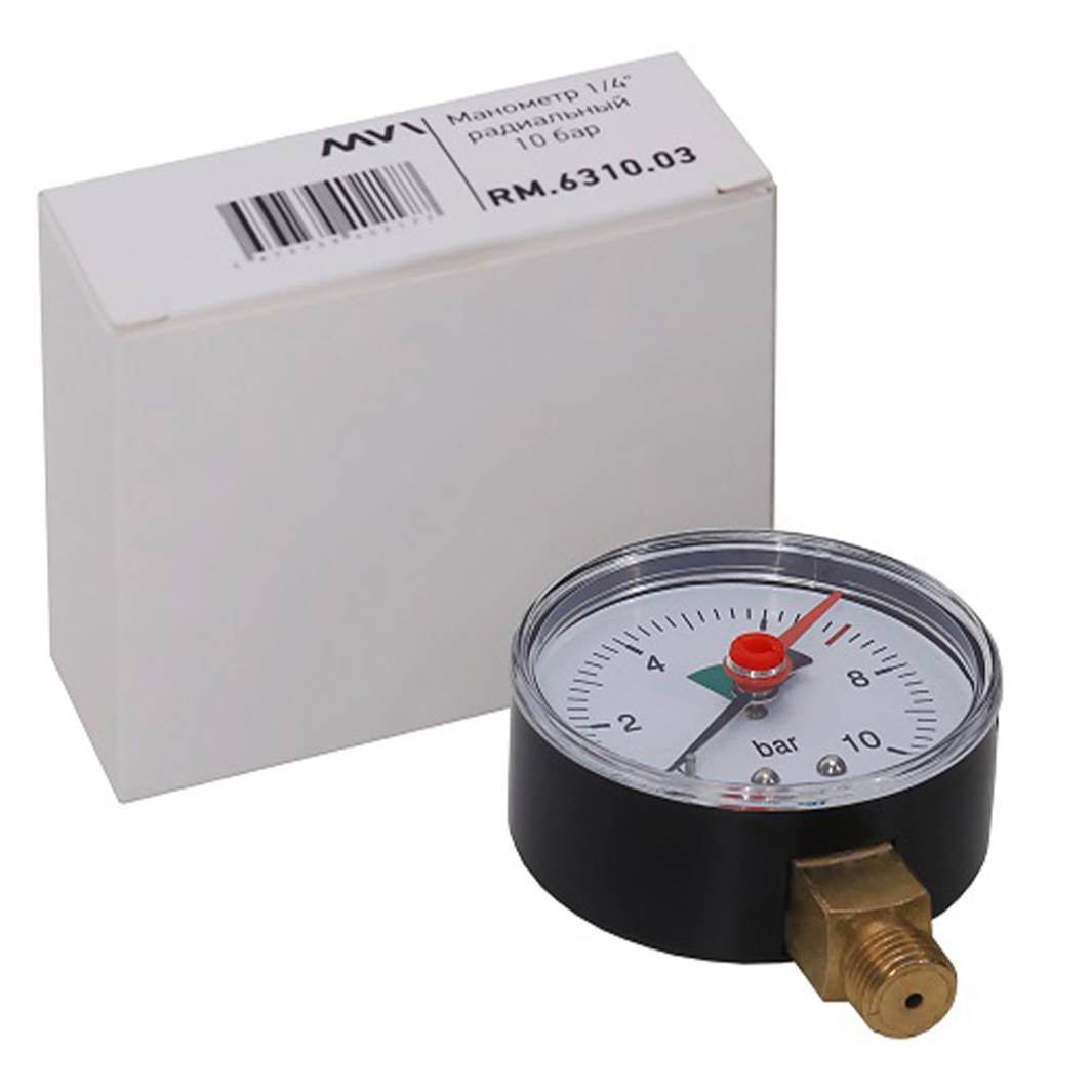 Манометр радиальный MVI 63 мм 1/4 10 бар НС-1510946