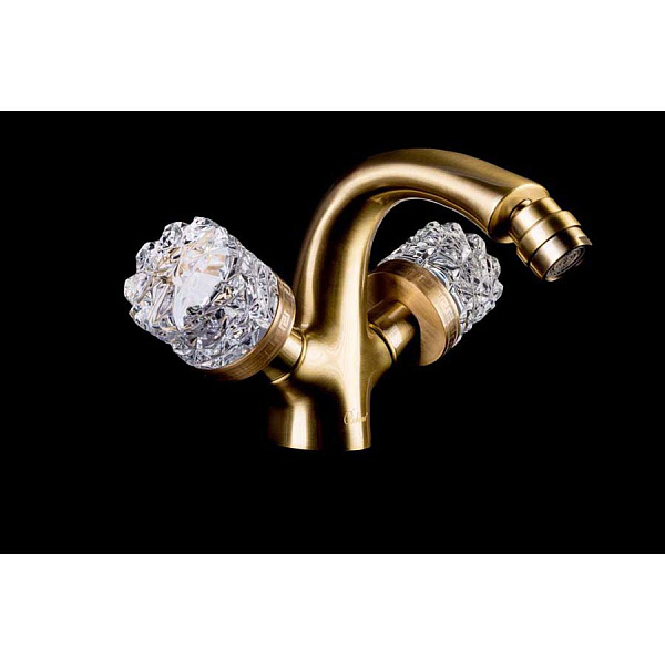 Смеситель для биде Boheme Crystal двухвентильный бронза 316-CRST