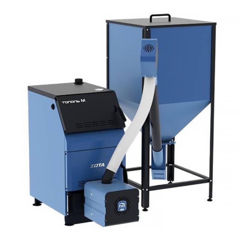 Горелка пеллетная ZOTA Fox - 25 комплект с ПУ, механизмом подачи и бункером ZF4938000025