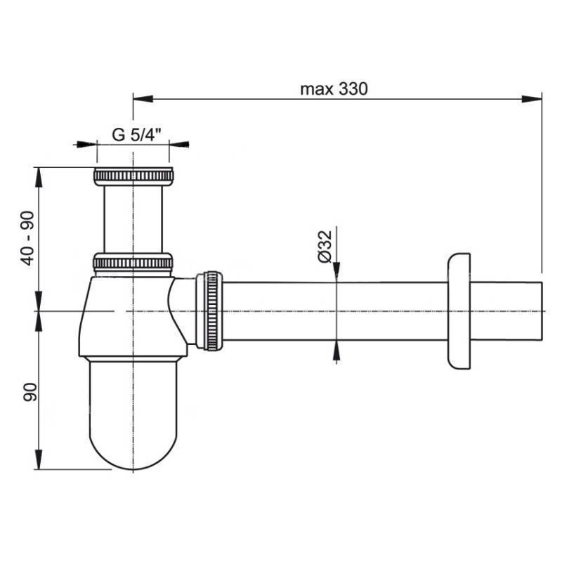 Сифон для раковины Alcaplast A431 бутылочный 1 1/4 x 32 мм хром A431