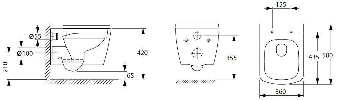 Унитаз подвесной Allen Brau Liberty с инсталляцией 36x50x35.5 см белый 00316507