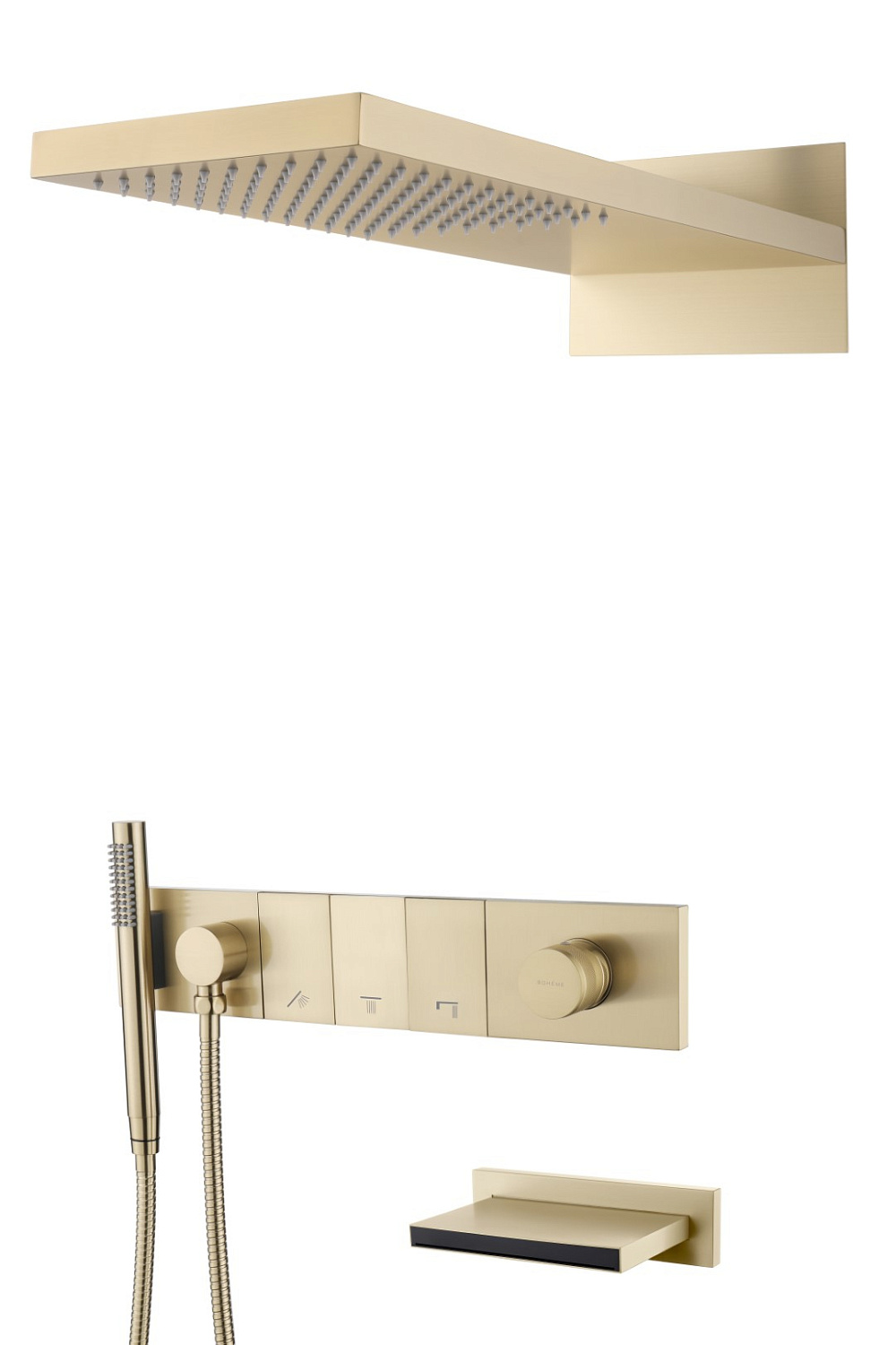 Душевой комплект встраиваемый Boheme Zodiac со смесителем изливом верхним и ручным душем gold 132-2-G