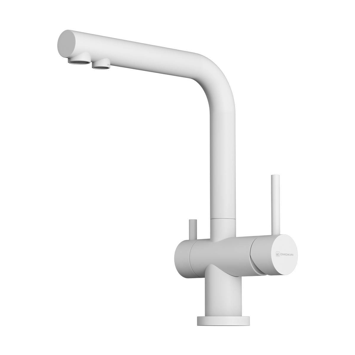 Смеситель для кухни Omoikiri Nagano-P-WH с подключением фильтра белый 4974054