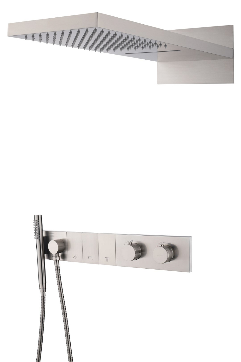 Душевой комплект встраиваемый Boheme Zodiac с термостатом верхним и ручным душем nickel brush 133-NB