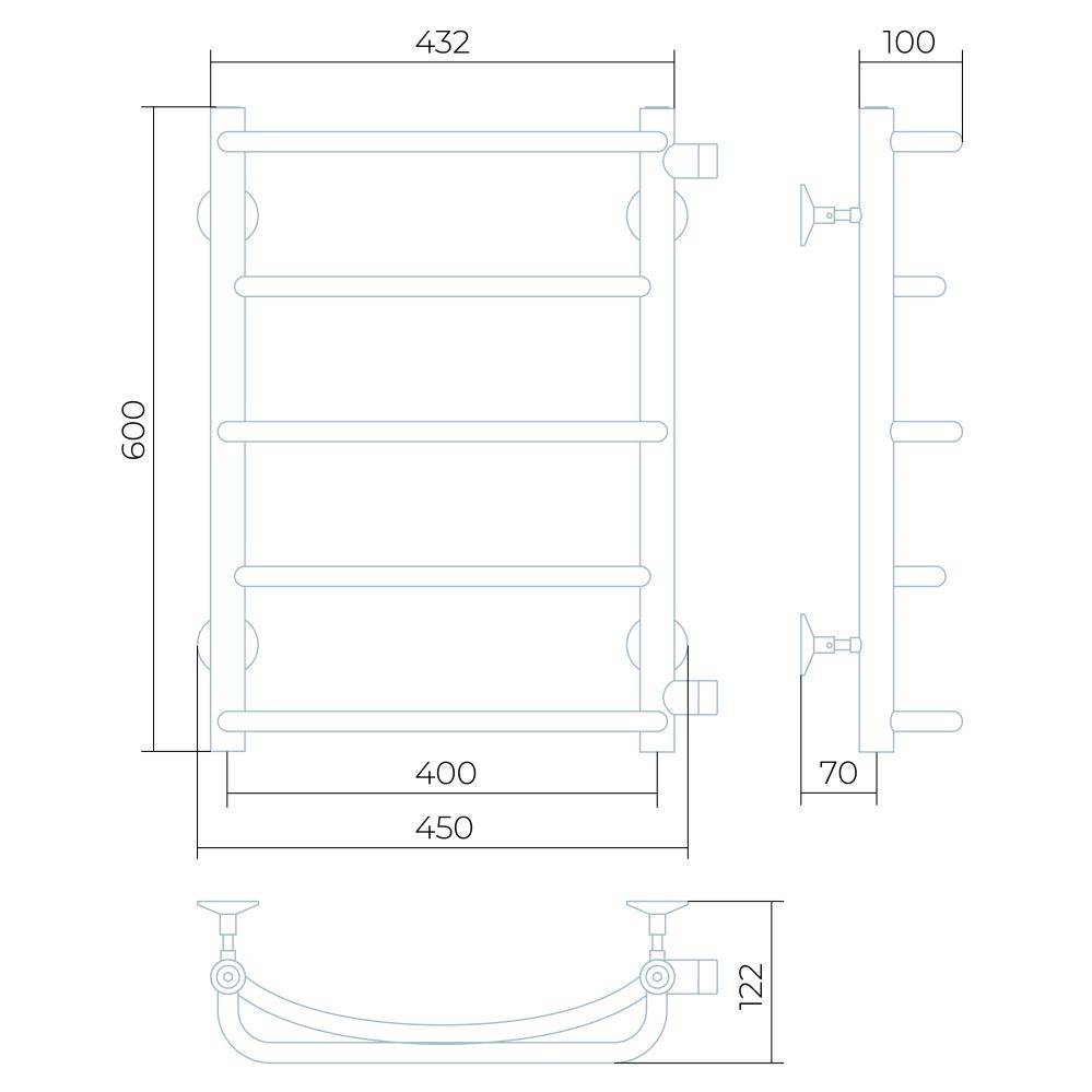 Полотенцесушитель водяной Larusso Евромикс П5 400х600 мм боковое подключение 500 мм 8467