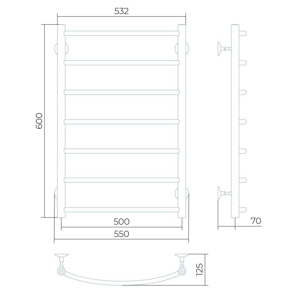 Полотенцесушитель водяной Larusso Классик П7 500х800 мм нижнее подключение 8472