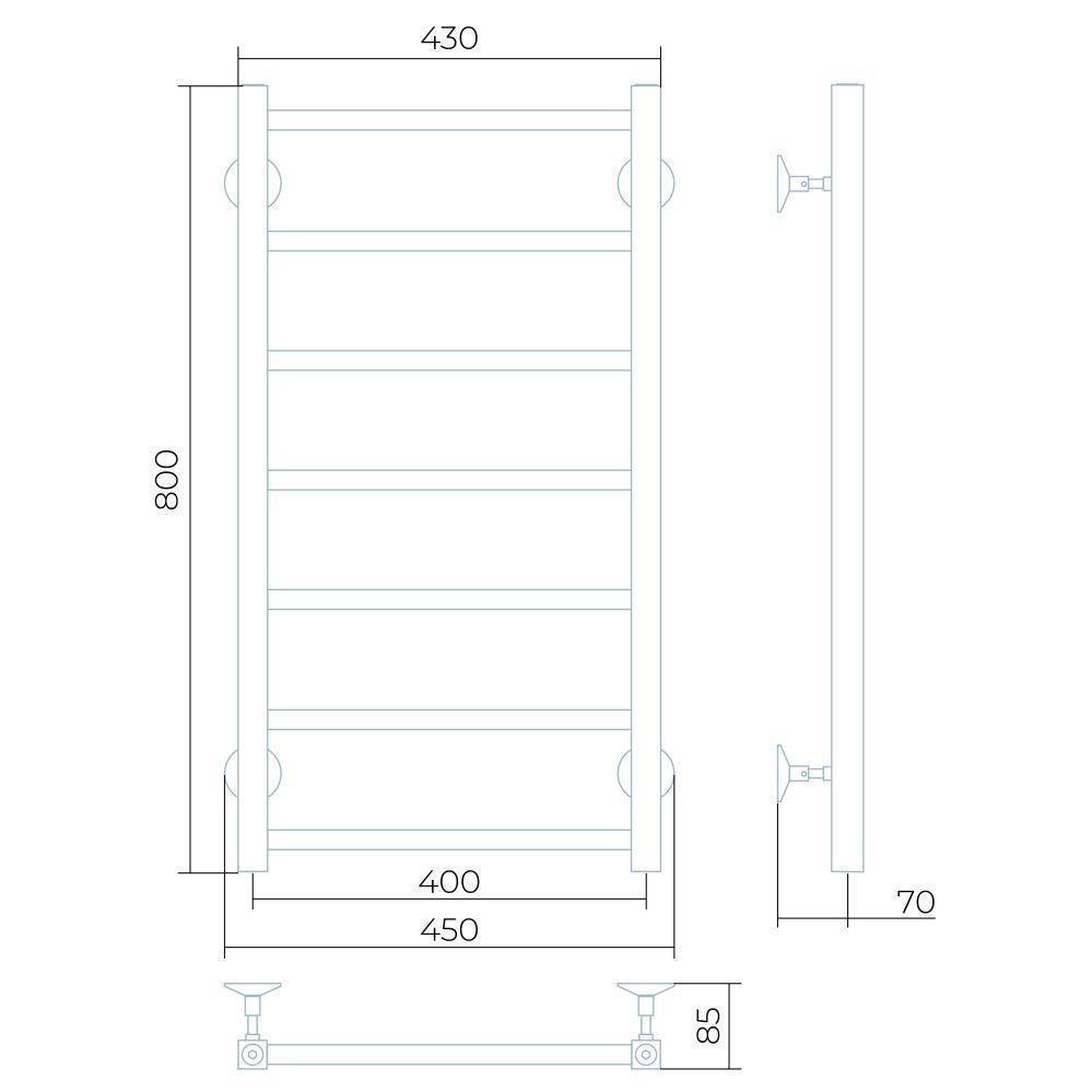 Полотенцесушитель водяной Larusso Феличия П7 400х800 мм нижнее подключение 8476