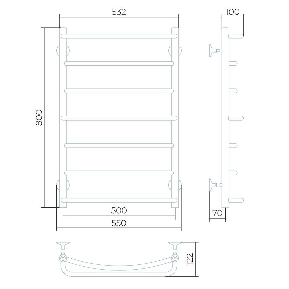 Полотенцесушитель водяной Larusso Евромикс П7 500х800 мм нижнее подключение 8470