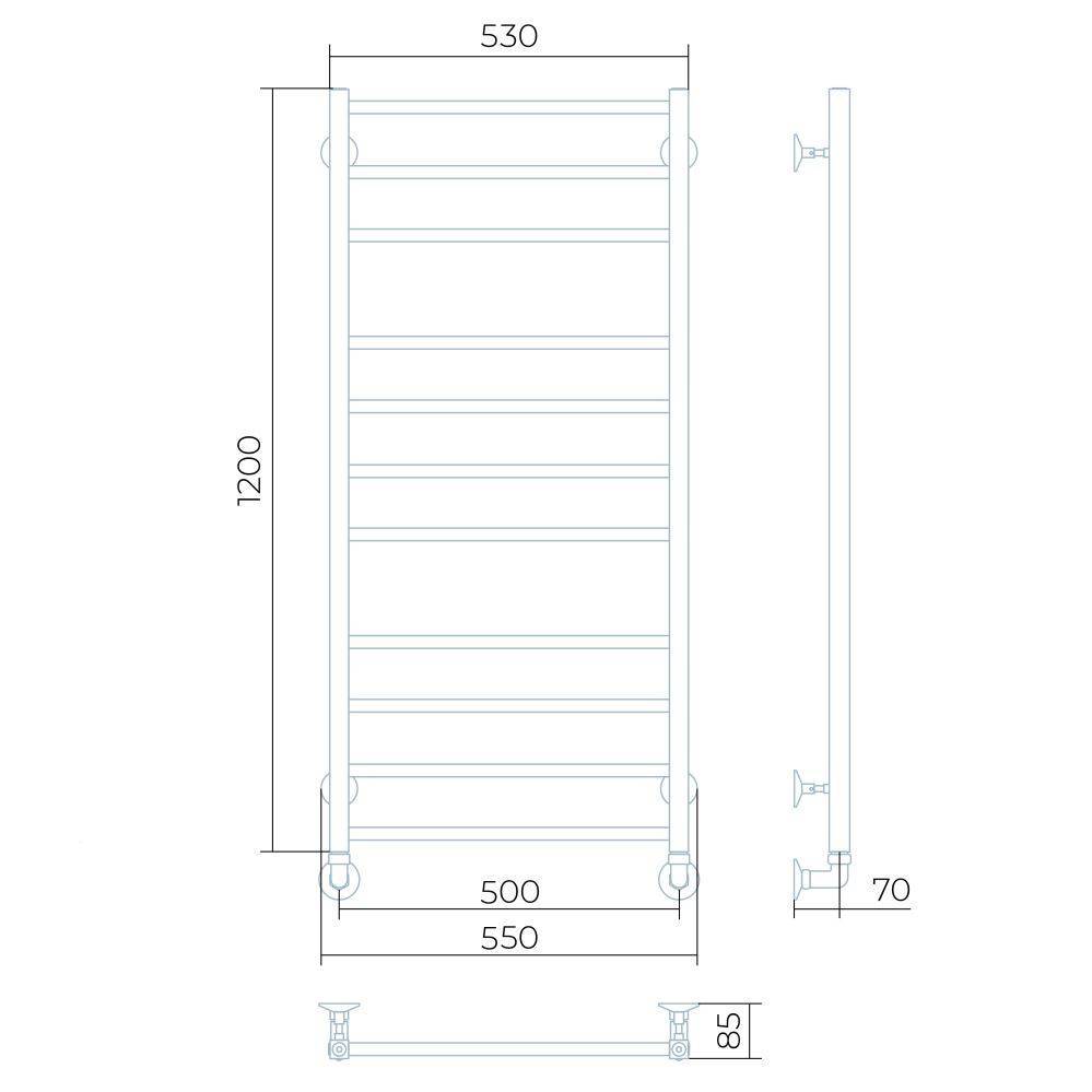 Полотенцесушитель водяной Larusso Имидж П11 500х1200 мм нижнее подключение 8484