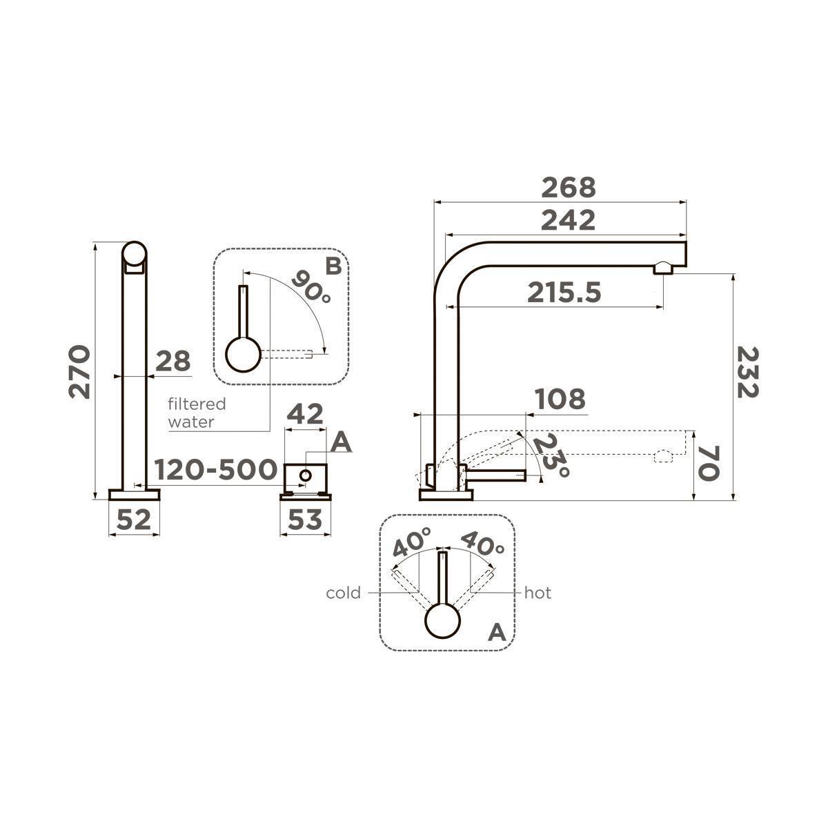 Смеситель для кухни Omoikiri Nara 2 Plus-C с подключением фильтра хром 4994366