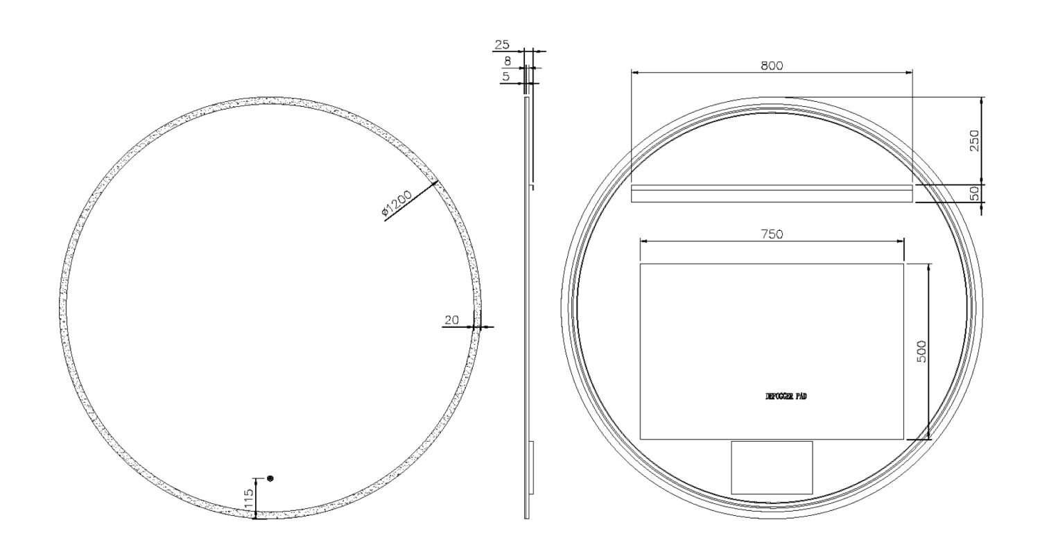 Зеркало круглое Boheme с LED-подсветкой, сенсором и антизапотеванием 120x120 см матовое золото 545-120-MG
