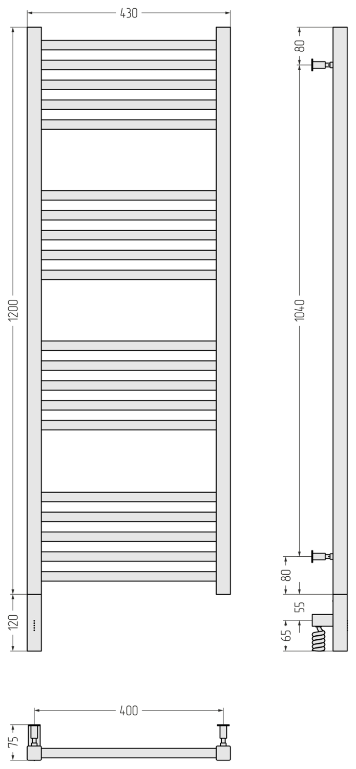 Полотенцесушитель электрический Сунержа Модус 3.0 430x1320 мм левый золотой шёлк матовый 32-5700-1240