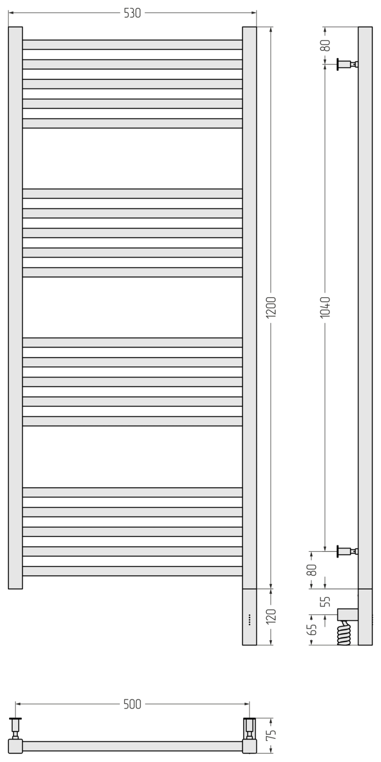 Полотенцесушитель электрический Сунержа Модус 3.0 530x1320 мм правый золотой шелк матовый 32-5701-1250
