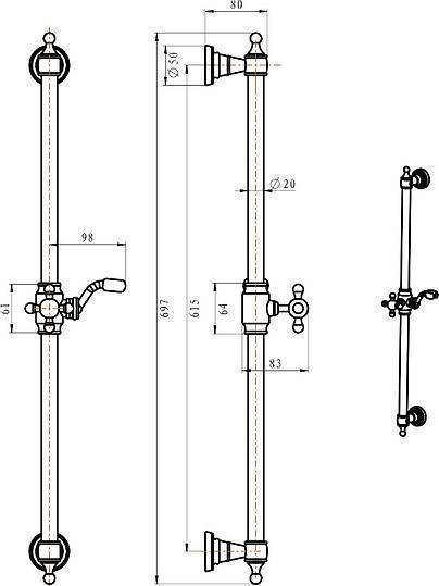 Душевая штанга Boheme Brillante хром 418