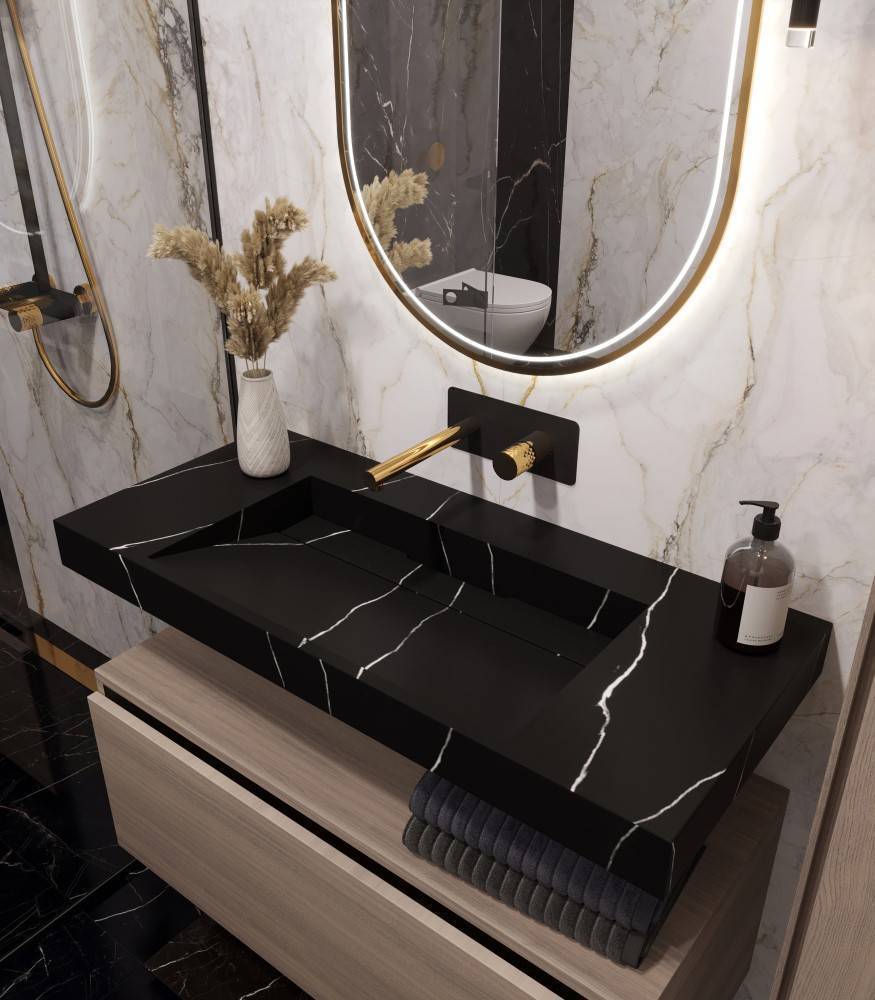 Раковина мебельная Armadi Art Flat 101х45.2х8 см прямоугольная nero 859-100-NM