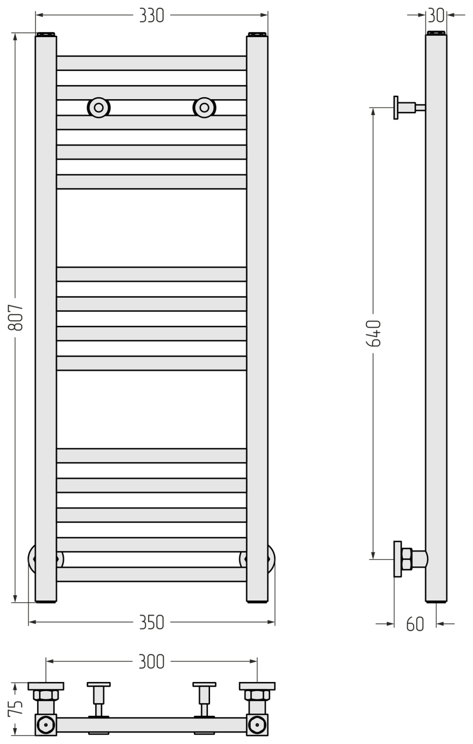 Полотенцесушитель водяной Сунержа Модус 350x807 мм золотой шёлк матовый 32-0250-8030