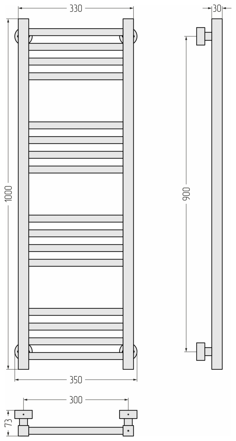 Полотенцесушитель водяной Сунержа Модус Pro 35х100 см белый глянцевый 12-0450-1030